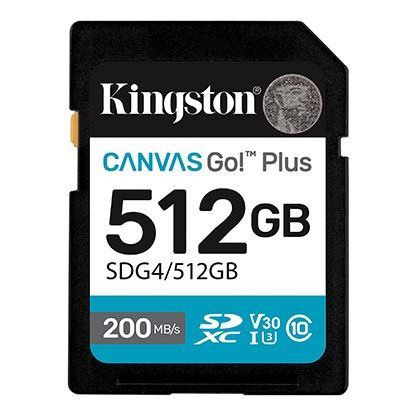 Kingston Canvas Go! plus SD 512GB Class10 UHS-I U3, V30, 4K UHD SDG4/512GB spominska kartica
