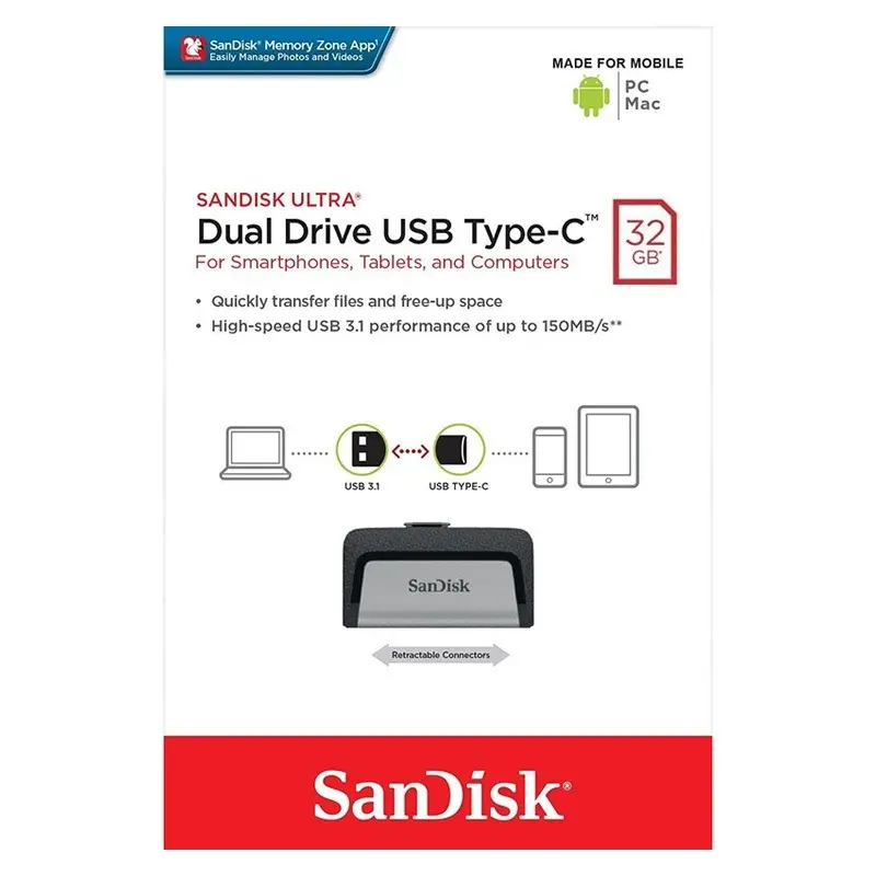 USB 3.1 Flash drive  32GB SANDISK Ultra Dual Drive Luxe - tip-A + tip-C