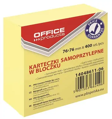 Blok samoljepljivi  76x76mm 400 listova Office products žuti