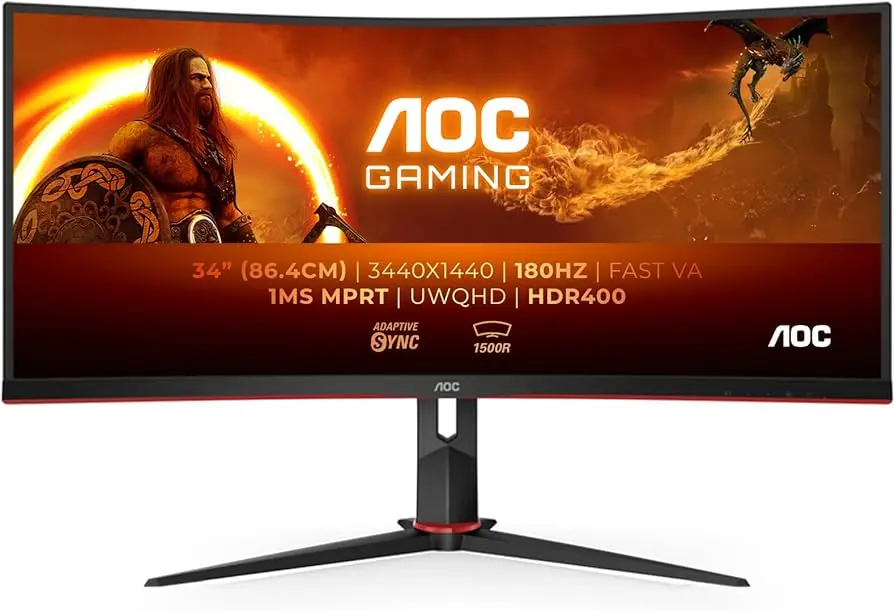 AOC LED 34", CU34G2XP, HDMIx2, DP, 180Hz, 1ms