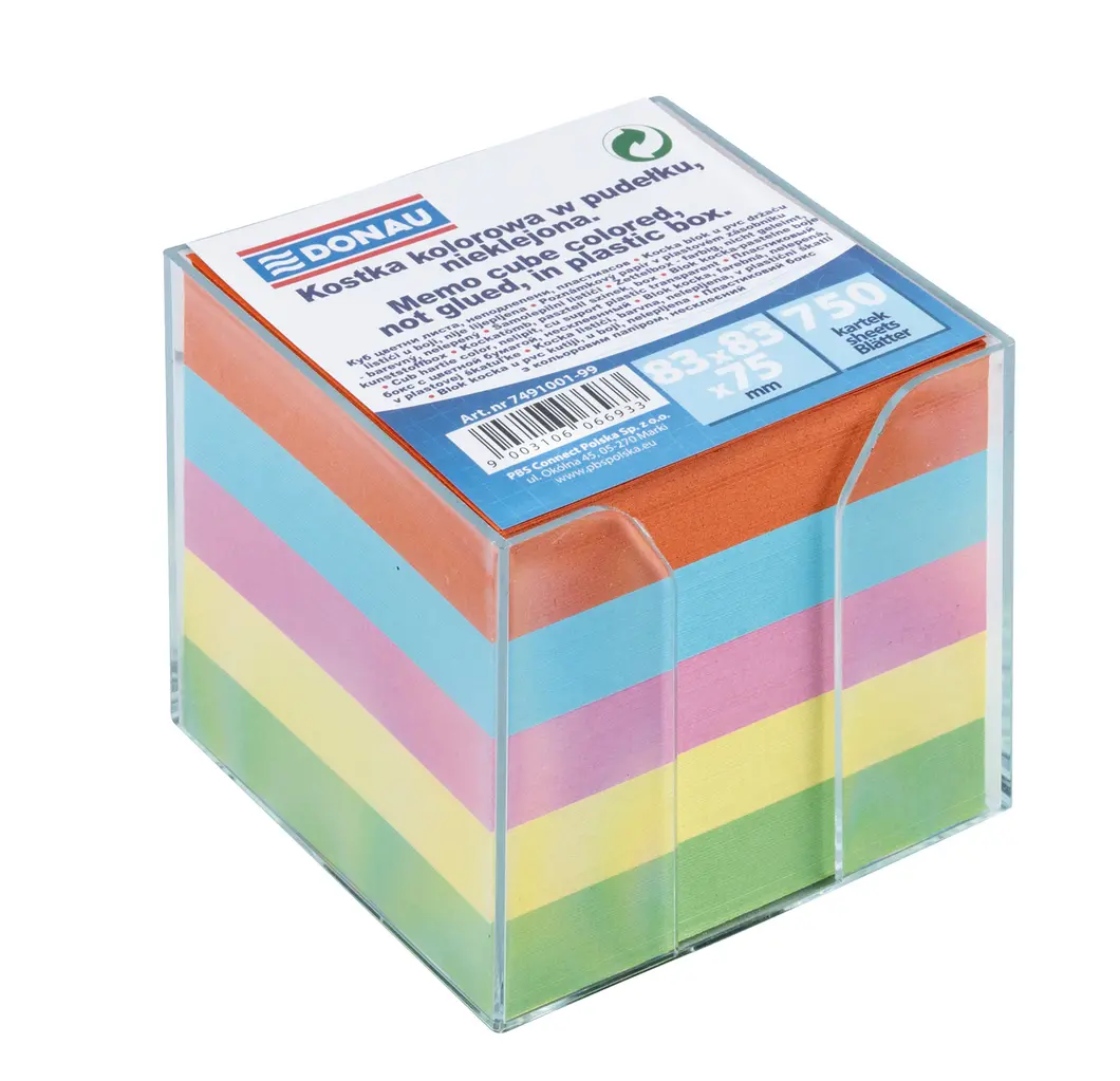 Kocka pvc s papirom  95x95x95mm Donau 7491001-99 pastel papiri