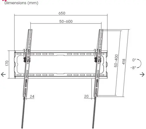 Nosač zidni SBOX PLB-3446T-2 37''-70" 35kg nagibni za LCD televizore