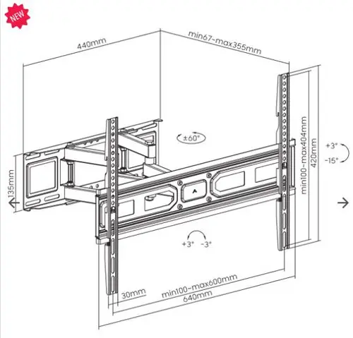 Nosač zidni SBOX PLB-3646-2 37''-70" 40kg zglobni za LCD televizore