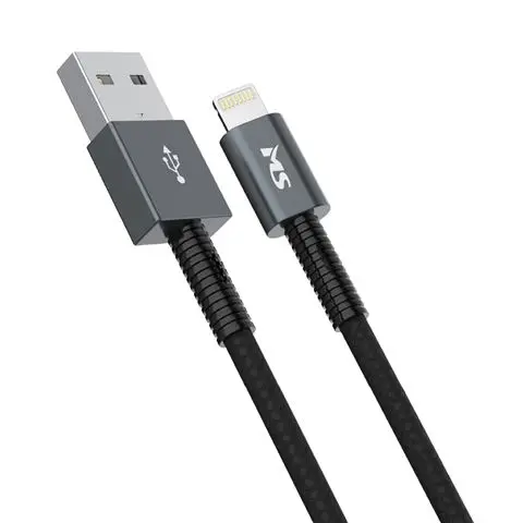 MS CABLE 2,4A USB-A 2.0 ->LIGHTNING, 1m, crni