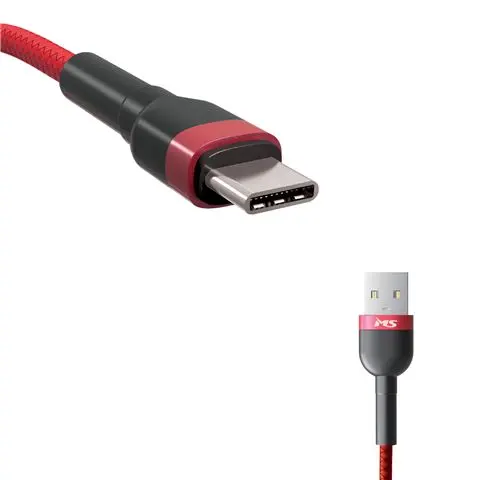 MS CABLE 2.4A USB-A 2.0 -> USB-C, 1m, crveni