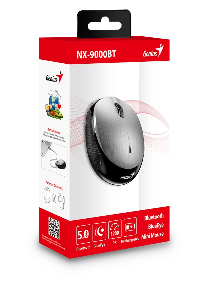 Genius NX 9000BT V2, Bluetooth, srebrna