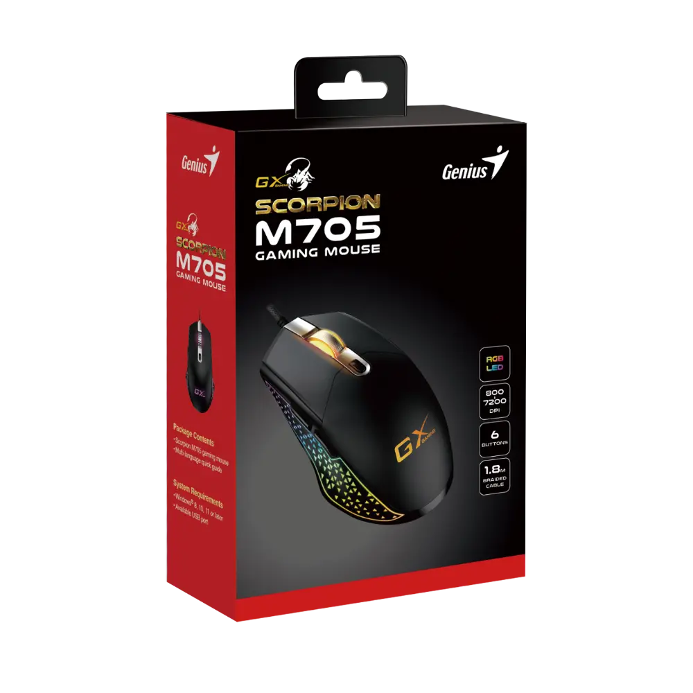 Genius Scorpion M705, igraći miš, RGB, 7200dpi