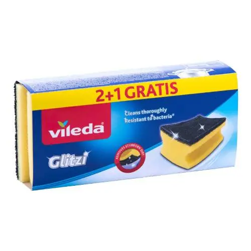 SAN. Spužvica za pranje posuđa 9x7x4cm Vileda Glitzi 2+1