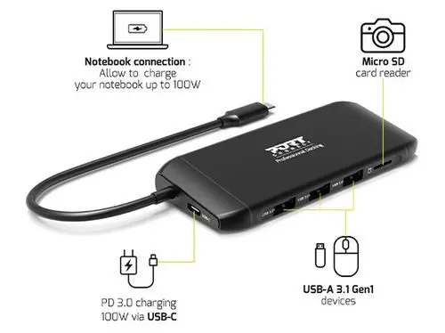 Port docking travel  USB-C,1x4K ili 2xFHD, do 100W