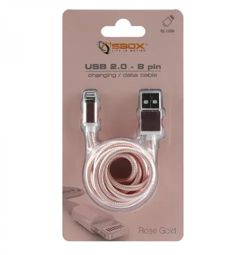 SBOX kabel USB->iPh.7 M/M 1,5M zlatno roza, 2kom