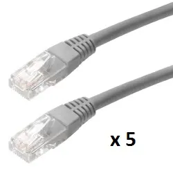 SBOX patch kabel UTP Cat 5e, 5m, sivi, 5 kom