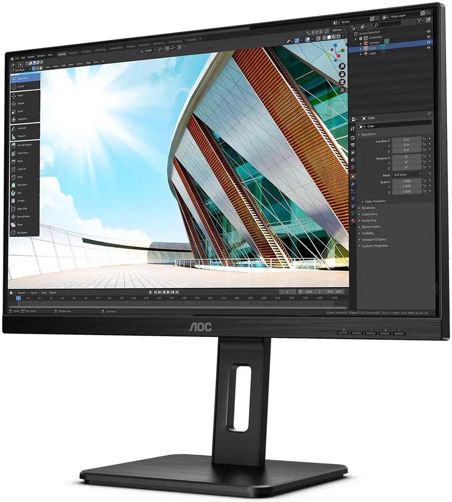 AOC IPS 23,8" 24P2Q, HDMI, DVI, DP, USB3.0, pivot