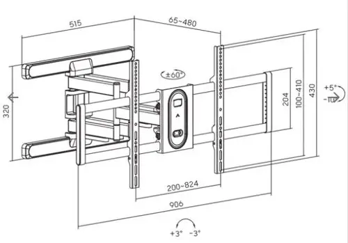 SBOX izvlačno okretni nosač 43"-100", do 120kg