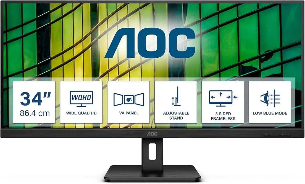 AOC U34E2M, 34", 2xHDMI, DP, 21:9, WQHD, 100Hz