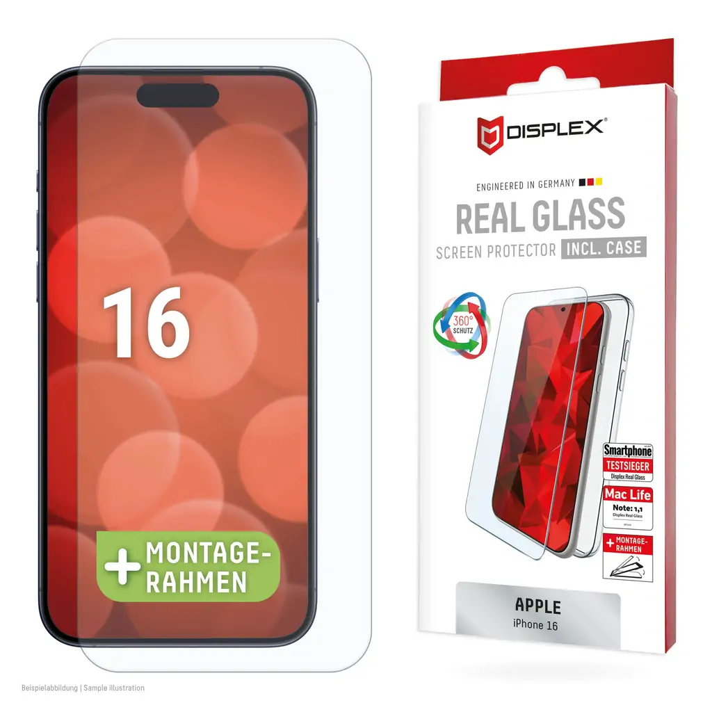 Oprema za mobitel APPLE iPhone 16 Real Glass 2D + prozirna maskica Displex