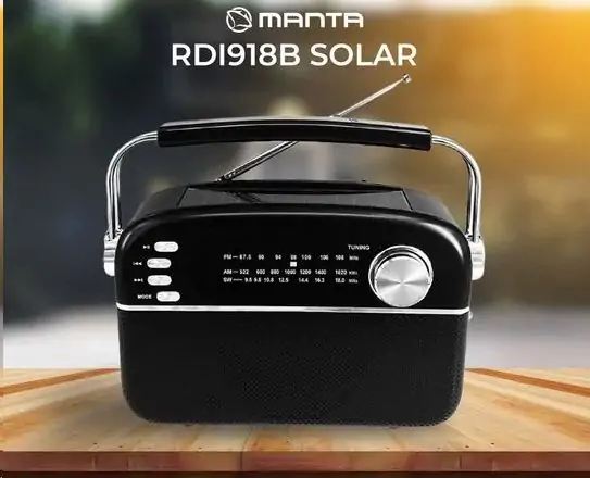 Radio prijemnik MANTA RDI918B, FM, BT, solarni - crni