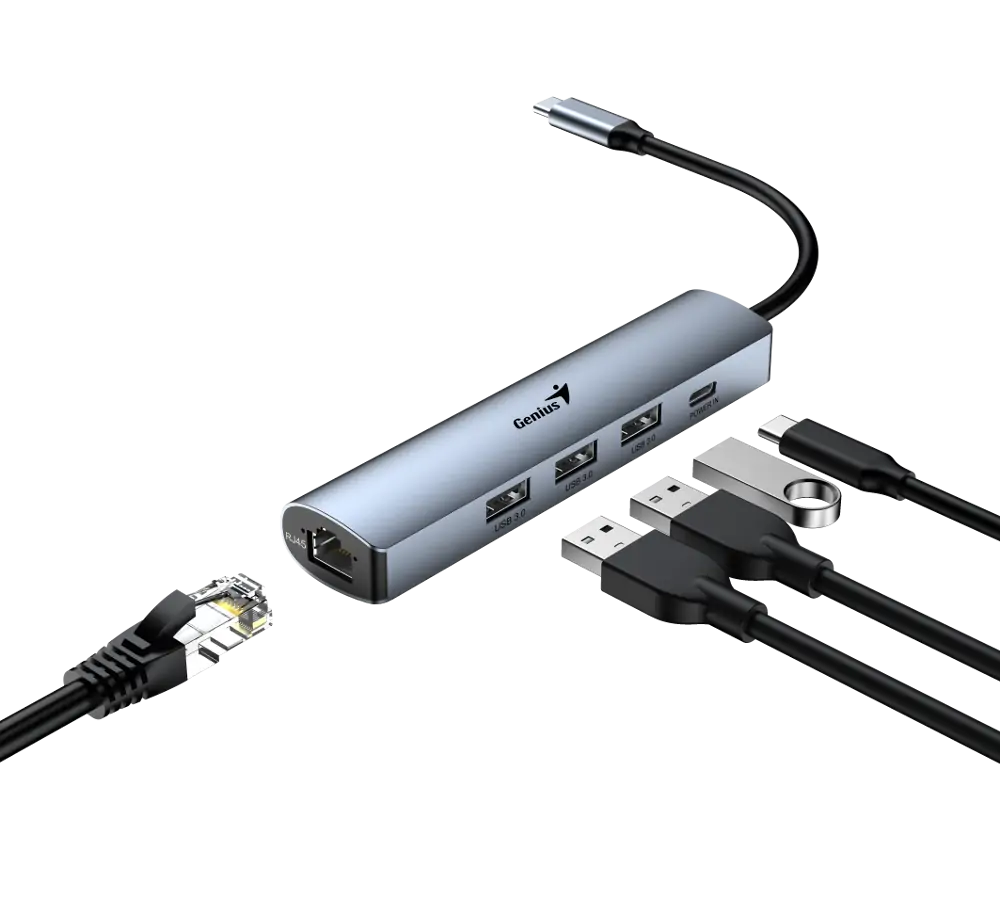 Genius UH-545, 5-u-1 USB 3.0 hub + Ethernet