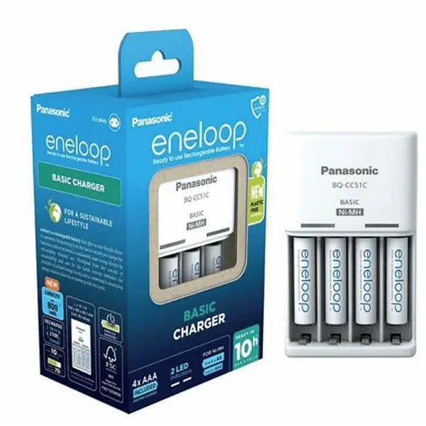Punjač baterija PANASONIC sa 4 AAA baterije Eneloop 800mAh