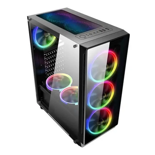 Kućište Midi Tower bez napajanja NaviaTec Vortex V3 Gaming case with 4x RGB Fans, Real Glass Side