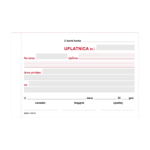 TI.I-1/ncr Uplatnica A6 150 listova MMG svi listovi ncr