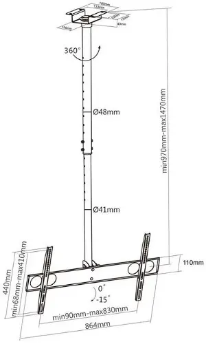 Manhattan stropni nosač za TV 37''-70'', do 50 kg