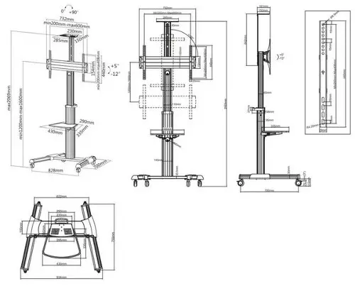Manhattan pokretni podni stalak 37"-86",50 kg, Al