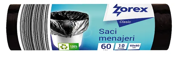 Vreća za smeće  60L 60x80cm 10/1 LDPE Zorex Clasic