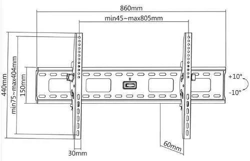 Manhattan TV nosač zidni 37"-86" do 75kg, crni
