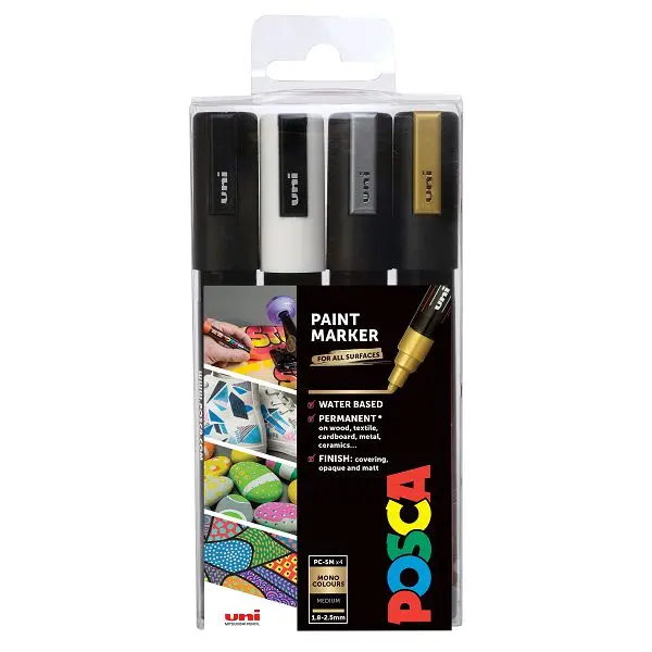 Marker permanentni Uni Posca PC-5M 1,8-2,5mm crni,bijeli,zlatni,srebrni 4/1