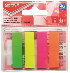 Zastavica 43x12mm 4x35 listova film poluprozirni Office products 4 boje