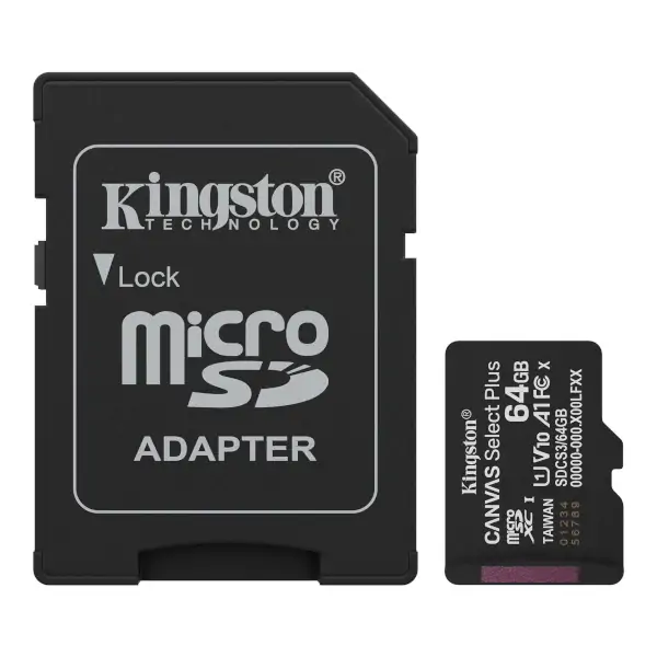 MEM SD MICRO 64GB Kingston Canvas Select Plus + Adapter SDCS3/64GB