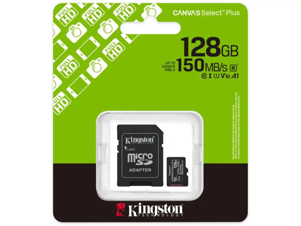 MEM SD MICRO 128GB Kingston Canvas Select Plus + Adapter SDCS3/128GB