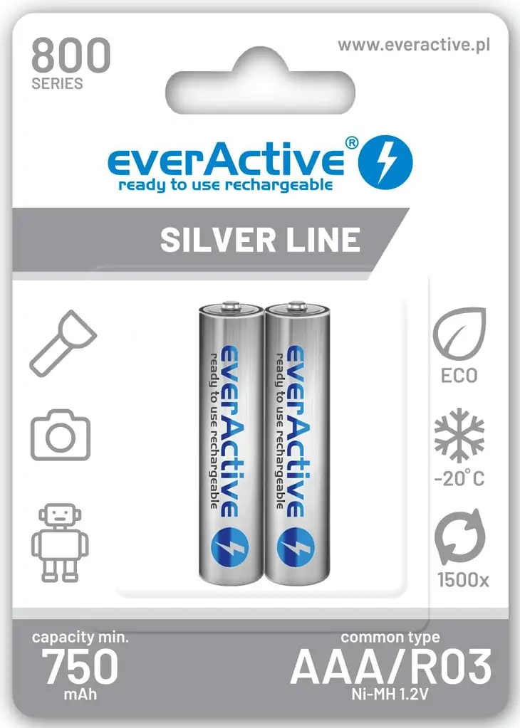 Baterija EVERACTIVE punjiva AAA 750mAh 2/1