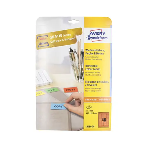 Etiketa laser/inkjet/copy odljepljiva crvena 45,7x21,2 Zweckform L6038 20/1