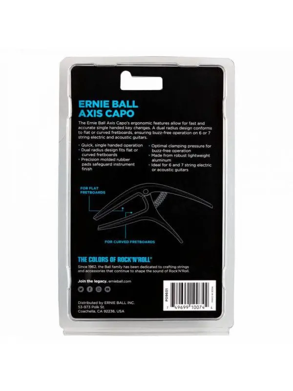 Kapodaster ERNIE BALL 9601 AXIS Silver Acoustic/Classical