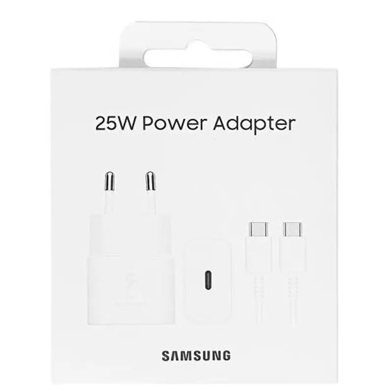 Adapter za napajanje SAMSUNG - kućni punjač Type-C 25W brzi GaN + kabel Type-C, bijeli, BLISTER