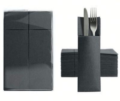 KON. Salvete papirnate soft s džepom 32x38cm 50/1 crne