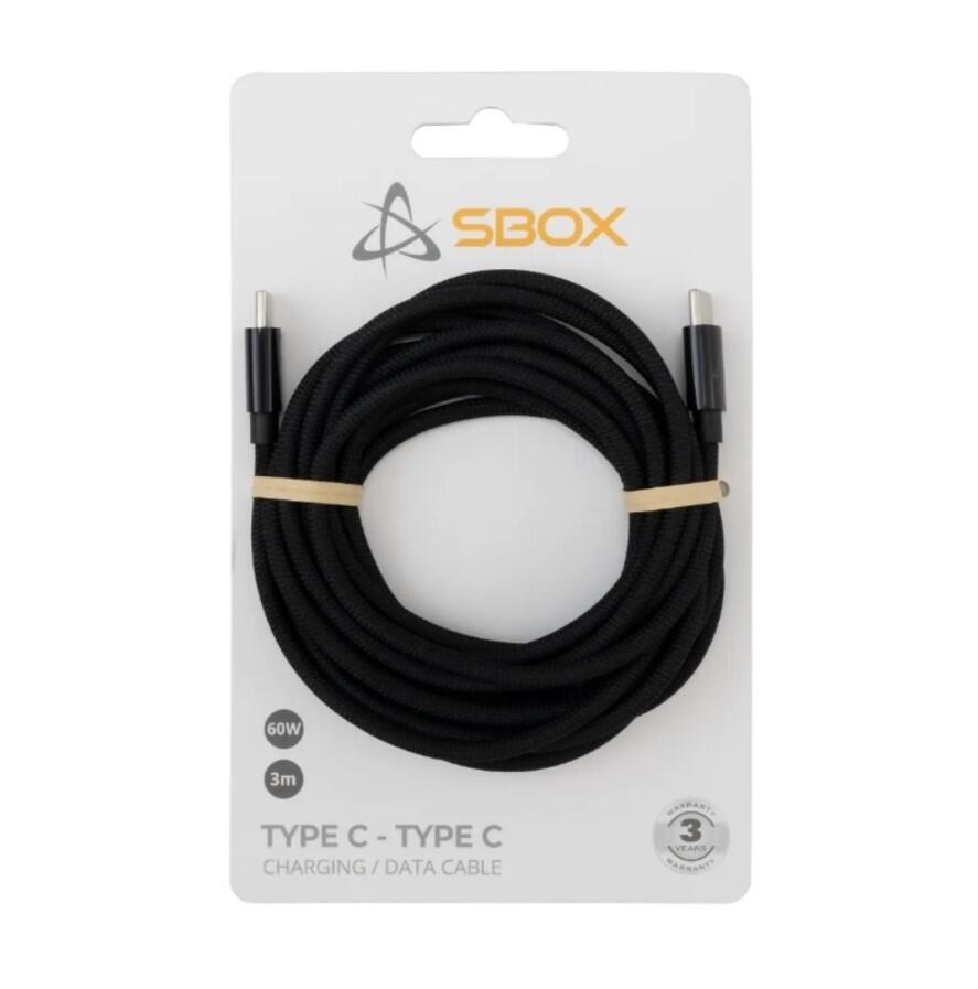 Kabel USB tip C-M<=>USB tip C-M  3.0m - SBOX, 60W