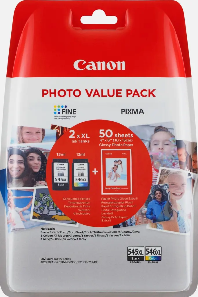 Tinta CANON PG-545XL + CL-546XL Multipack Photo(50 sheets) Tinta CANON PG-545XL + CL-546XL Multipack Photo(50 sheets)