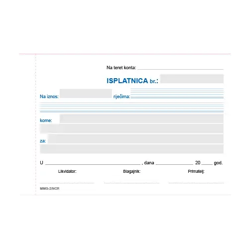 TI.I-2/ncr Isplatnica A6 100 lista MMG svi listovi ncr