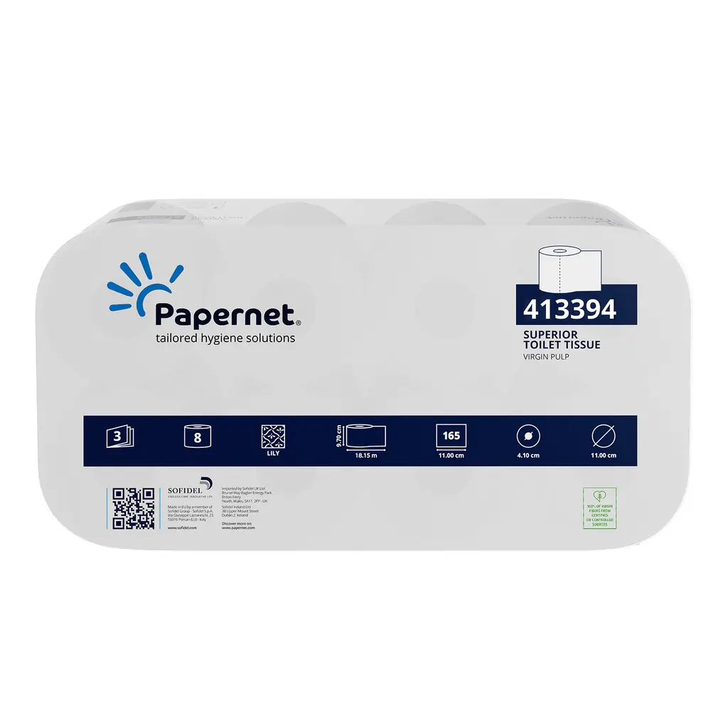 Papir toaletni u roli 3-slojni 8/1 bijeli 413394 Papir toaletni u roli 3-slojni 8/1 bijeli 413394