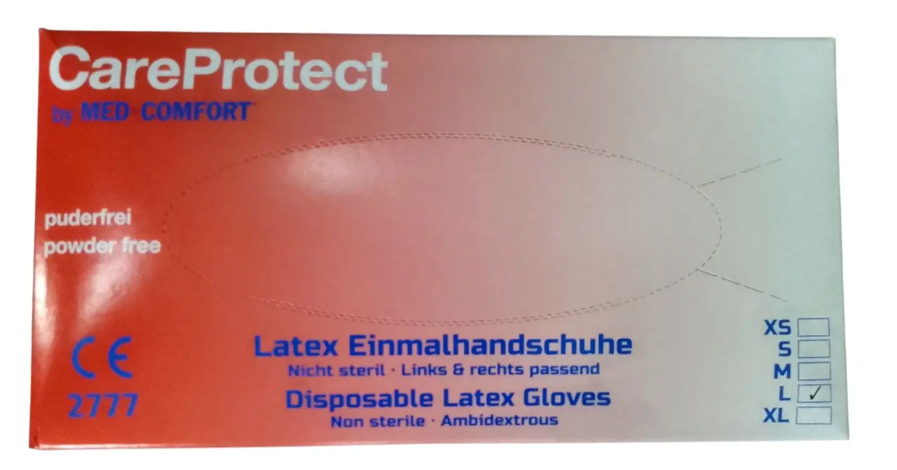SAN. Rukavice latex jednokratne bez pudera M 100/1 Care Protect