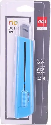 Nož skalpel  Deli široki 18mm 2040 s metalnom vodilicom plavi