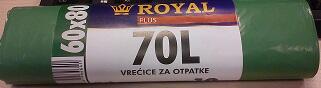 Vreća za smeće  70L 60x80cm 10/1 LDPE zelena