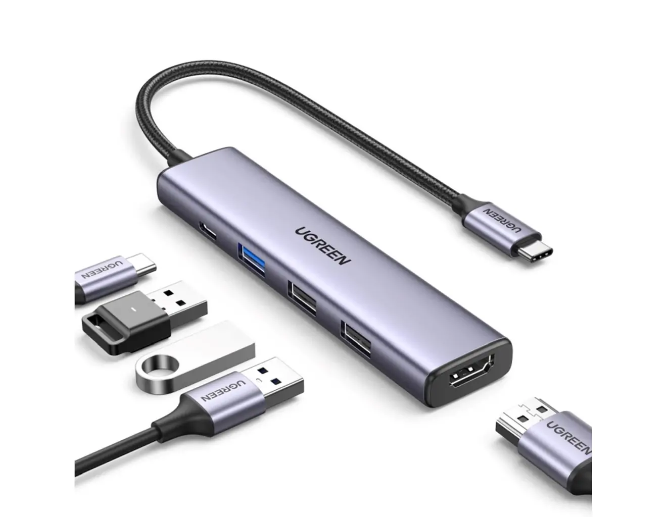 USB HUB UGREEN Revodok 105, 3xUSB-A, 1xUSB-C 100W PD, 1xHDMI