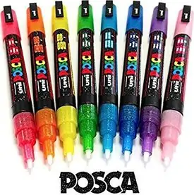 Marker permanentni Uni Posca PC-3ML 0,9-1,3mm glitter žuti