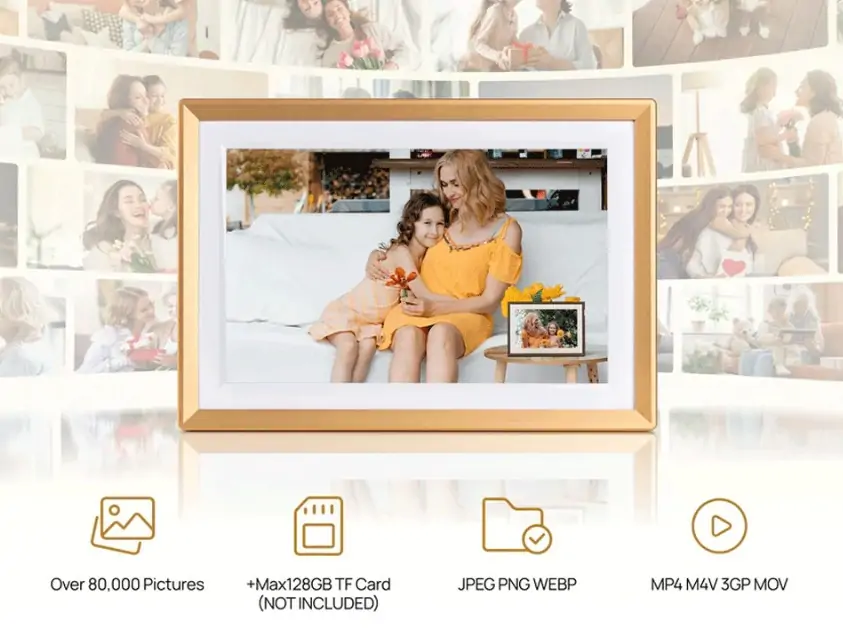 Okvir za fotografije digitalni ARZOPA D10, 10.1" (26 cm) 32GB, WiFi, zlatni