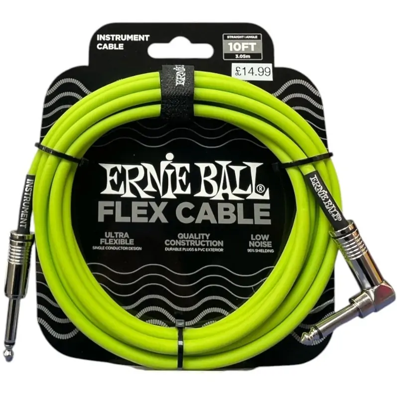 Kabel Instr. Ernie Ball 6465 Green Flex Straight/Angle, 3M