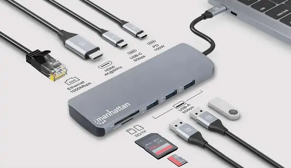 Manhattan docking USB-C 9 u 1 HDMI 4K@60Hz