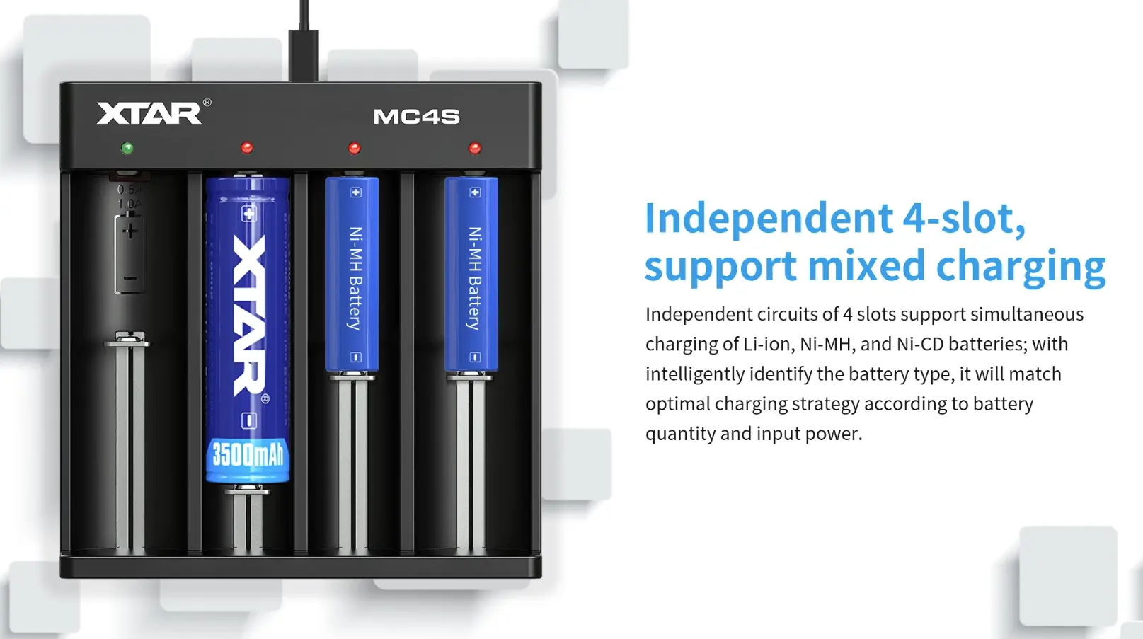 Punjač baterija XTAR MC4S Li-ion/Ni-MH USB